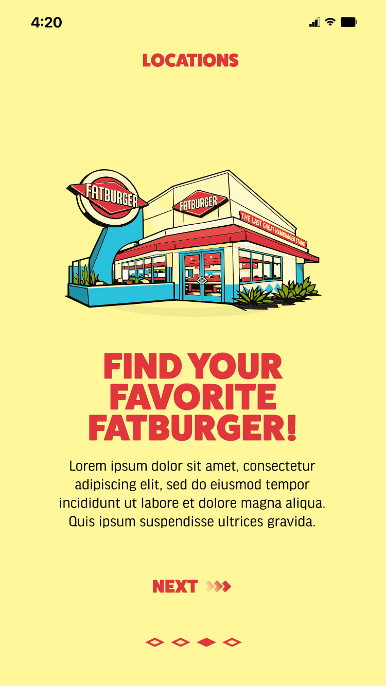 Fatburger locations tutorial screen