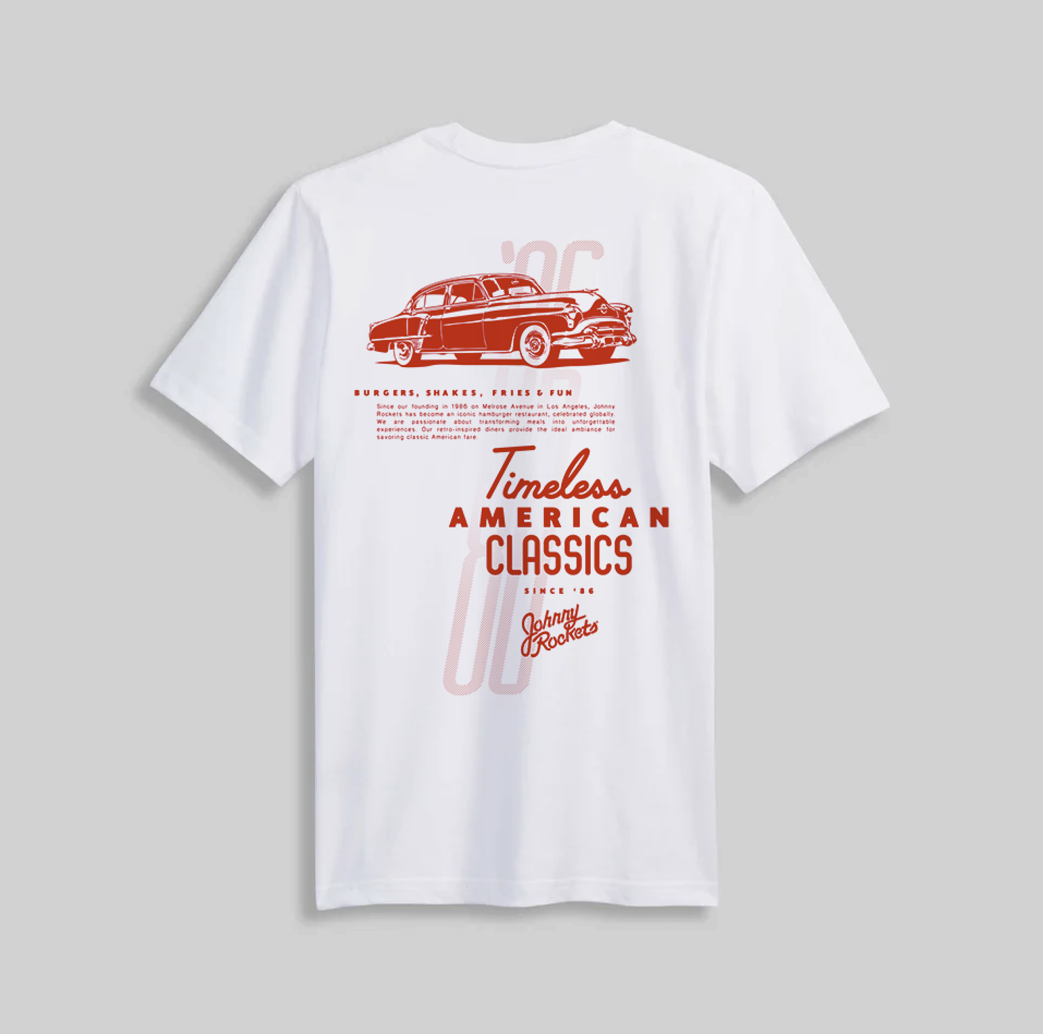 Johnny Rockets 'Timeless American Classics' t-shirt graphic