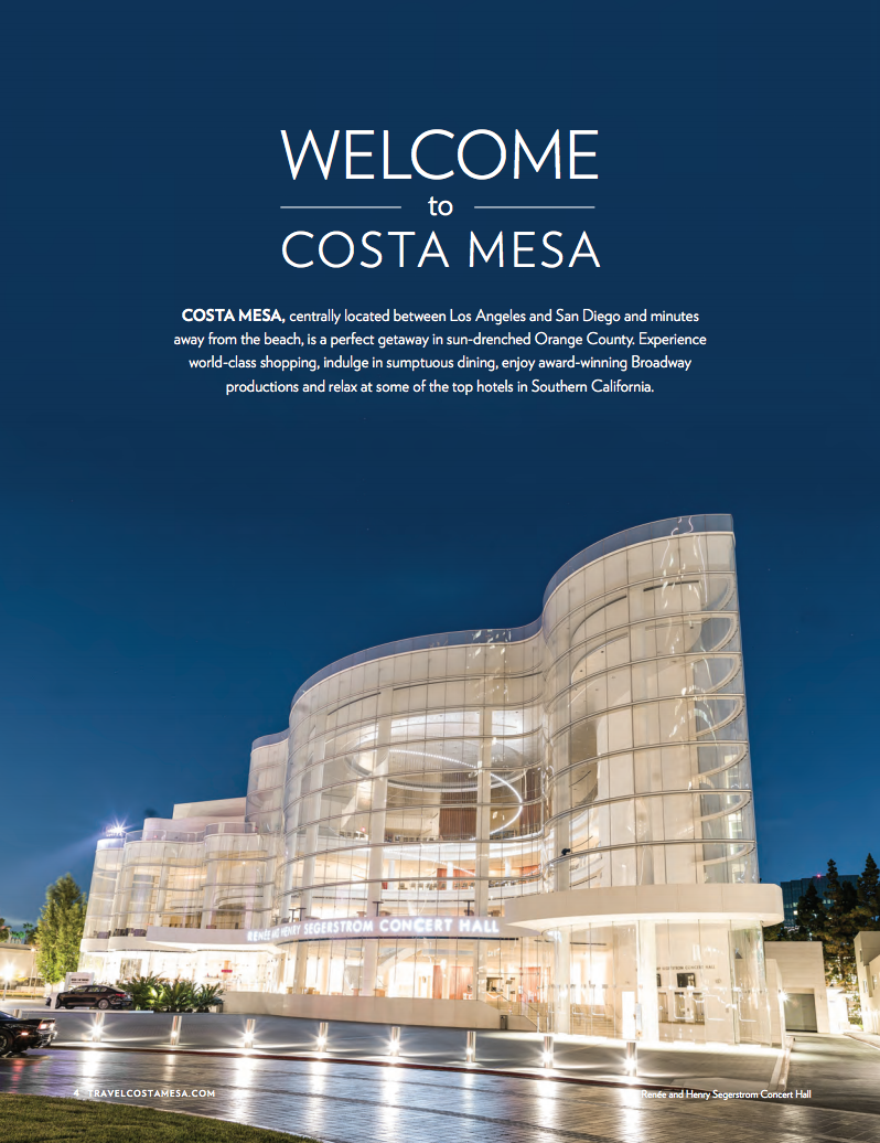 Costa Mesa Visitors Guide layout