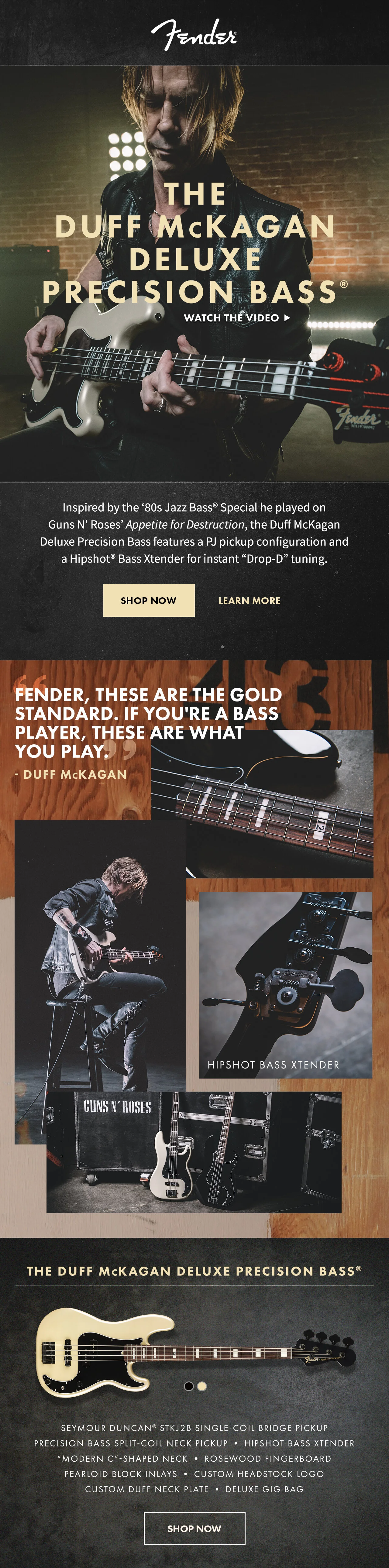 Fender Duff McKagan eCommerce feature