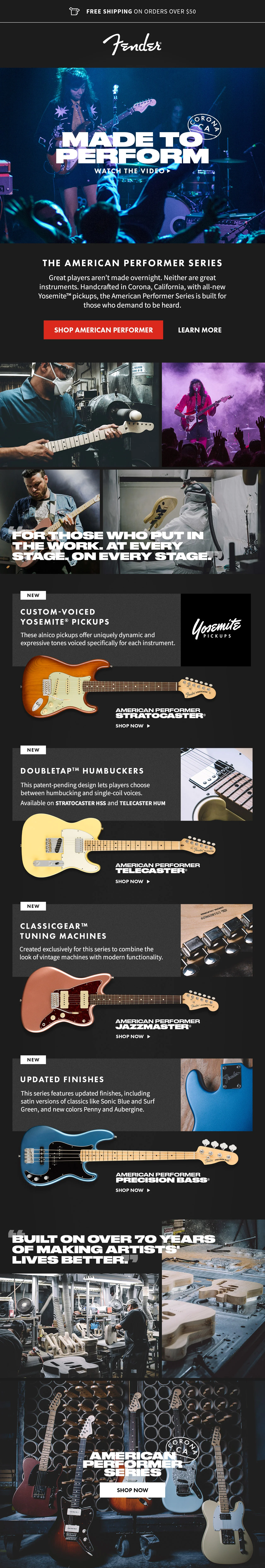 Fender American Performer making-of eCommerce feature