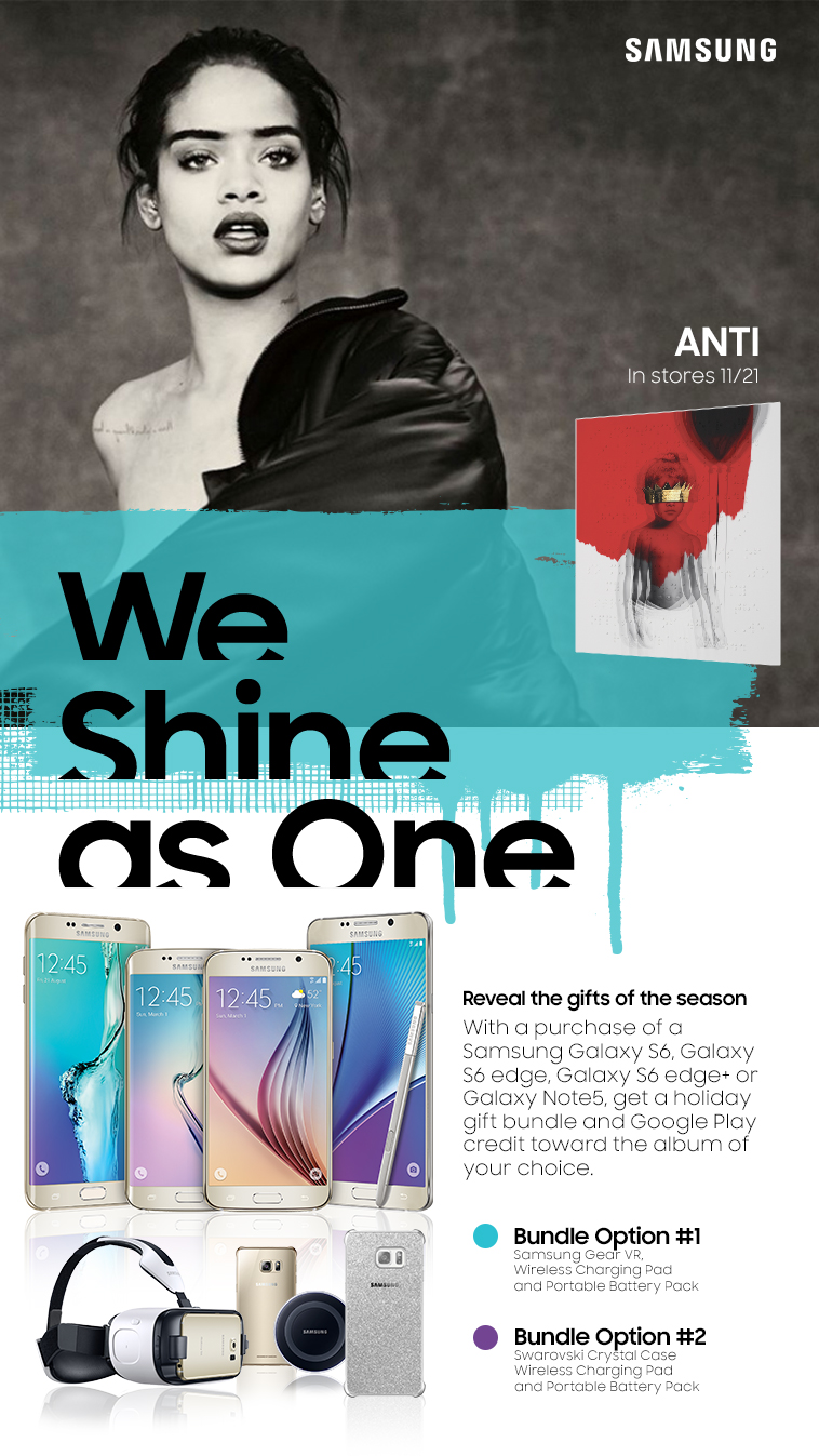 Samsung x Rihanna 'We Shine as One' holiday print ad