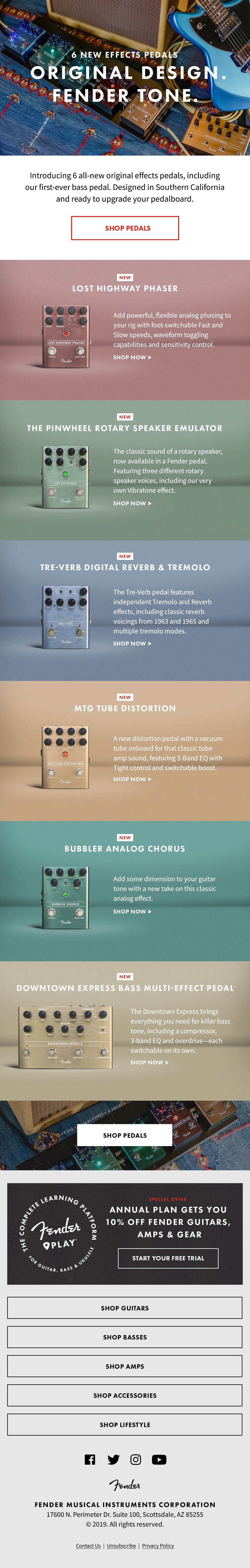 Fender 2019 pedals email