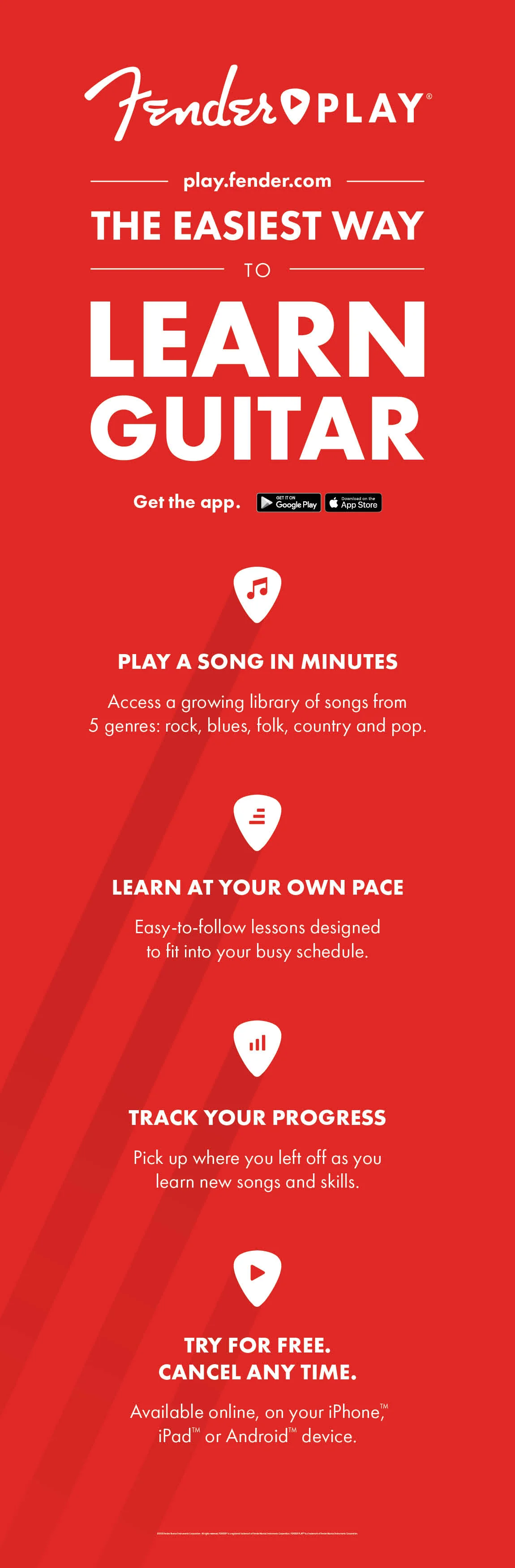 Fender Play two-way standee