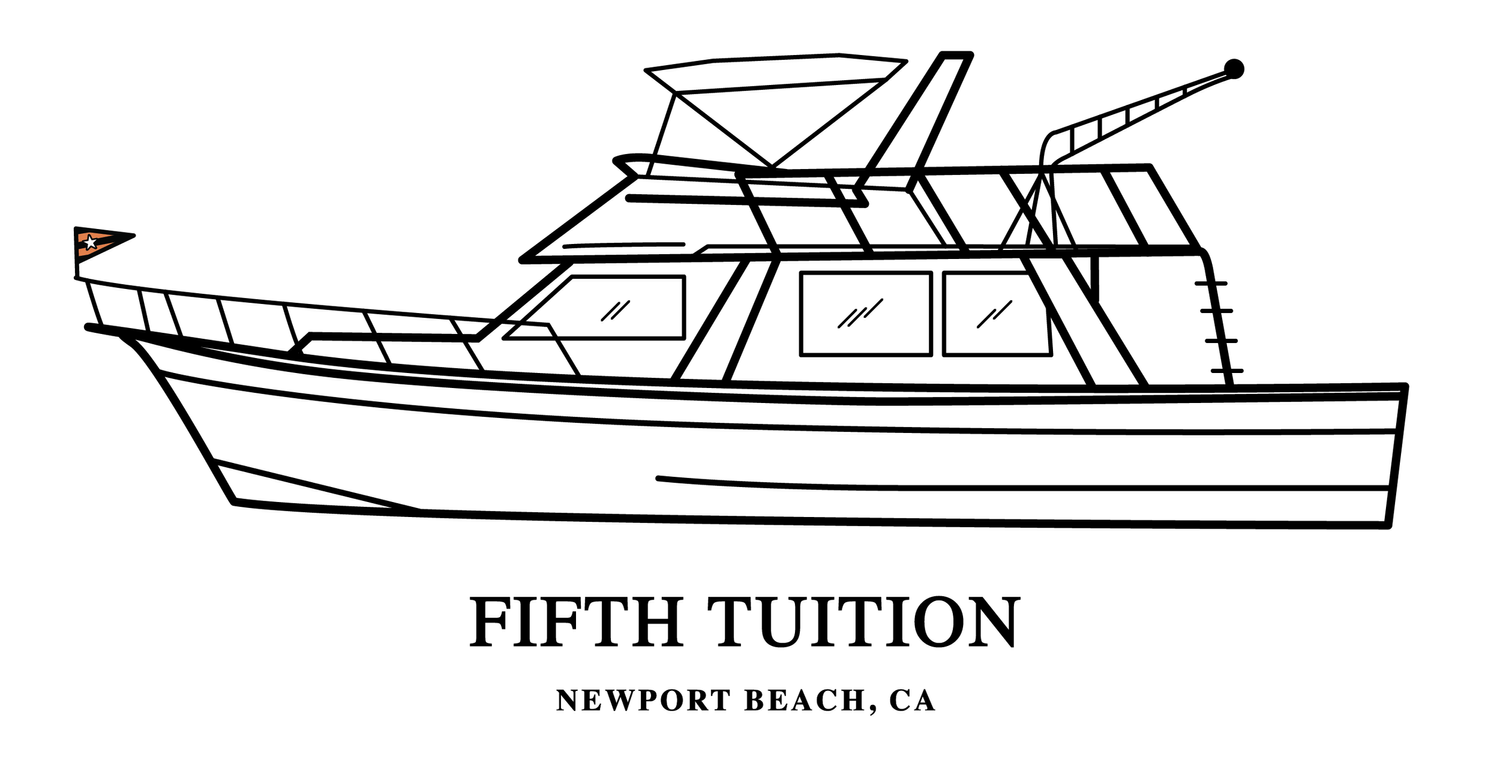 Fifth Tuition boat illustration logo, Newport Beach