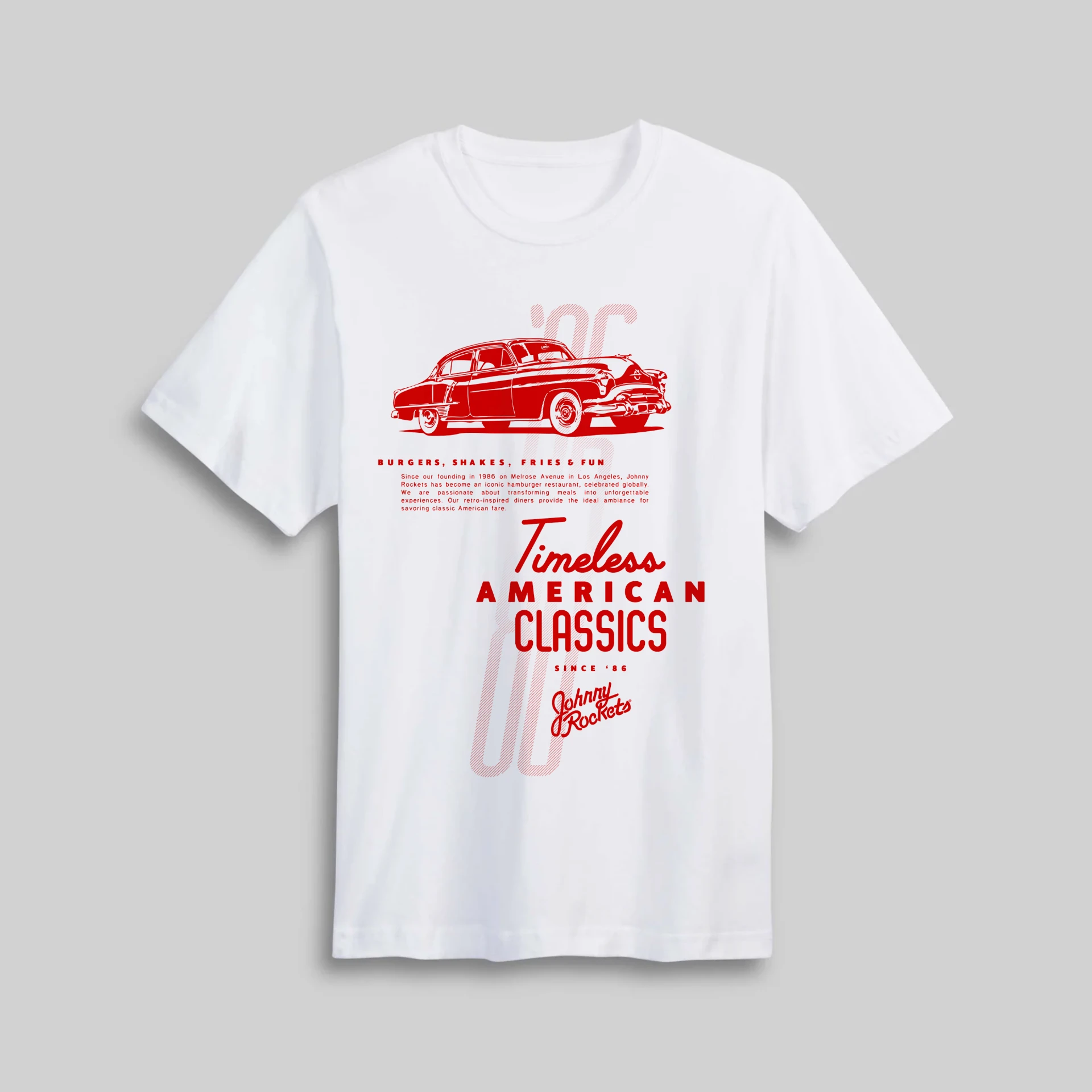Johnny Rockets 'Timeless American Classics' t-shirt front
