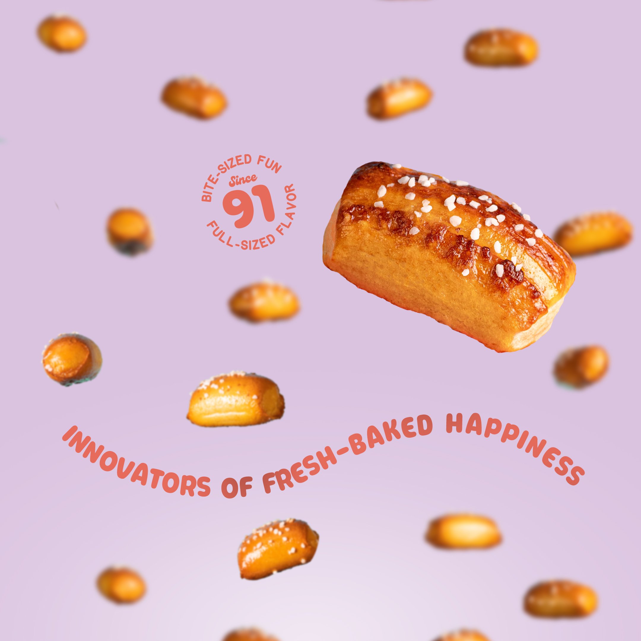 Pretzelmaker falling pretzel bites key art