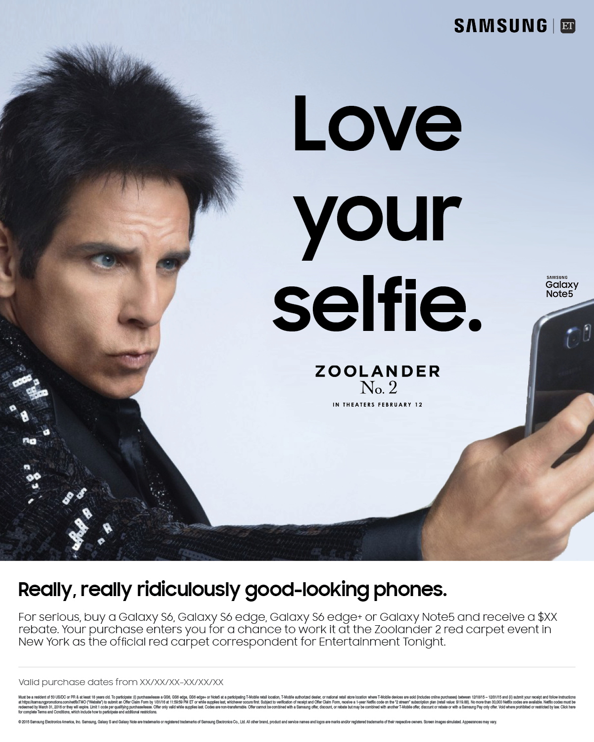 Samsung x Zoolander No. 2 'Love your selfie' vertical print ad